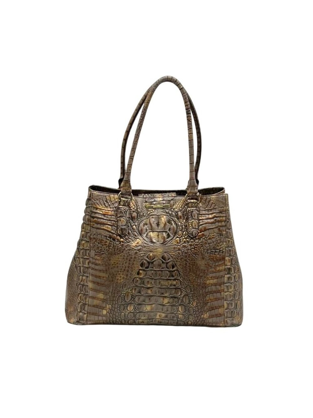 Brahmin Brown Croc-Embossed Leather Tote Bag